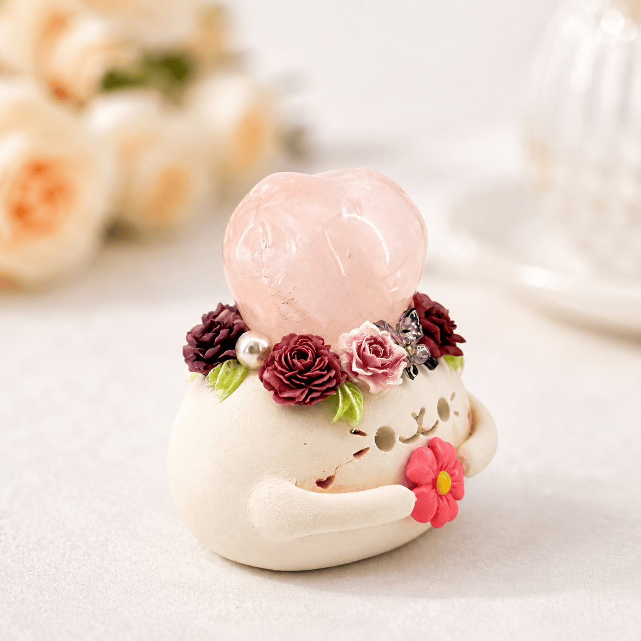 A Little Heart Rose Quartz Crystal Pet Shinepurity