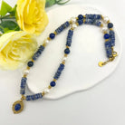 Freshwater Pearl & Lapis Lazuli Vintage Pendant Necklace Shinepurity
