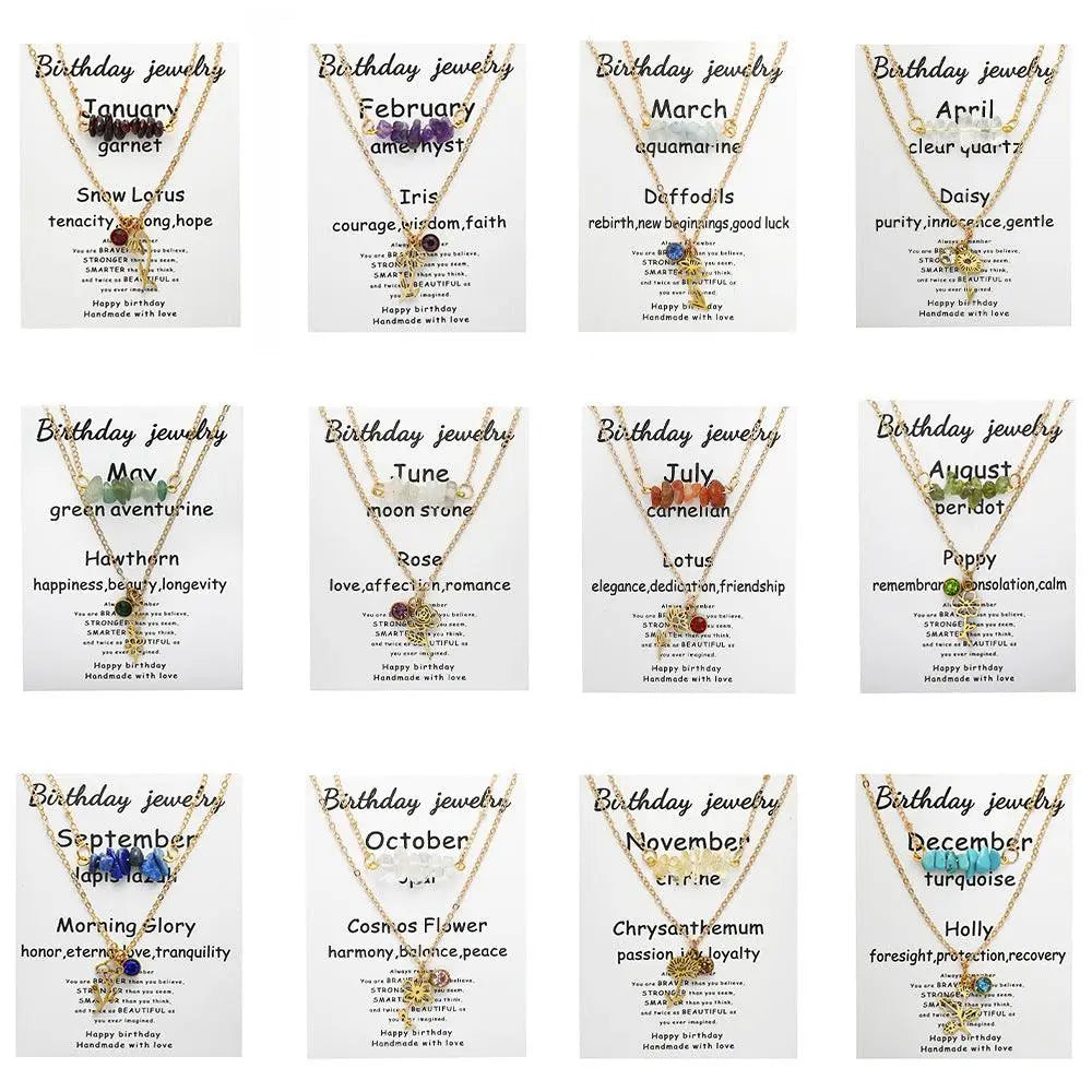 Birthstone Guardian Multi-Layered Crystal Necklace with Rosary Zirconia - Shinepurity