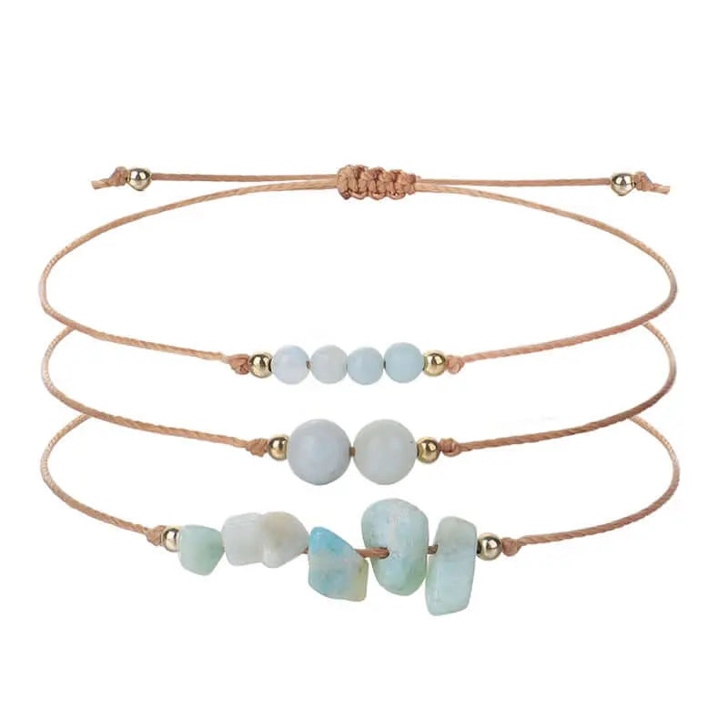 3-Piece Natural Crystal Bracelet Set with Beads and Stone Chips Shinepurity