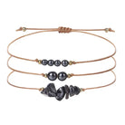 3-Piece Natural Crystal Bracelet Set with Beads and Stone Chips Shinepurity