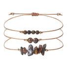 3-Piece Natural Crystal Bracelet Set with Beads and Stone Chips Shinepurity