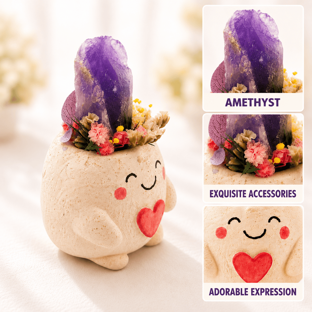 Smiling Amethyst Crystal Pet Shinepurity