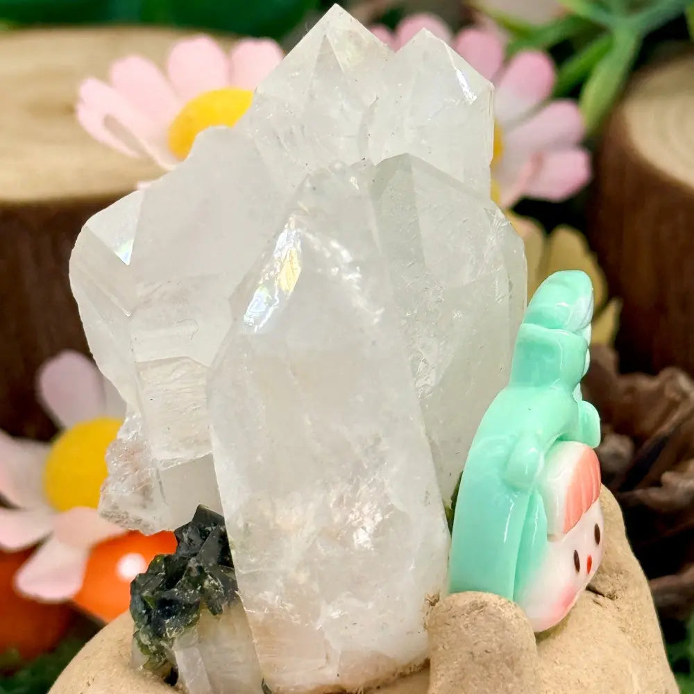 Aquarius Clear Quartz and Epidote Quartz Crystal Pet | Bringing Clarity and Purity to the Mind Shinepurity