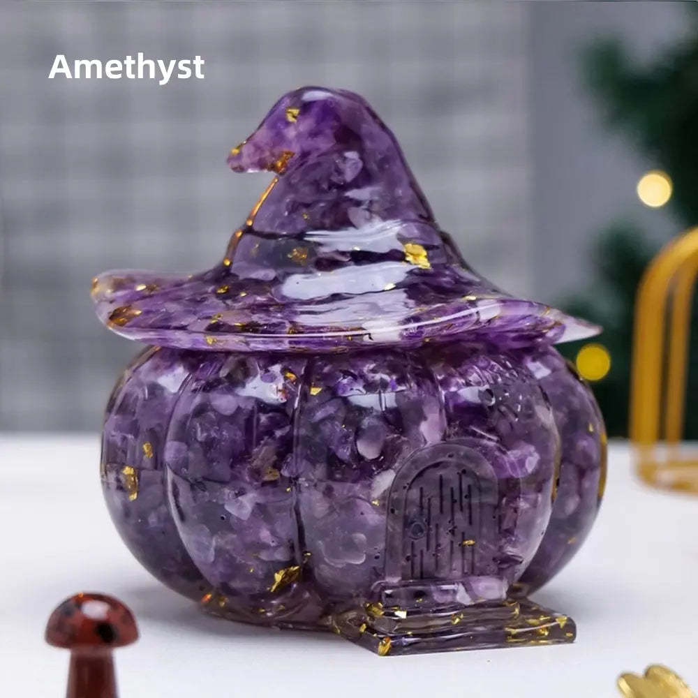 Halloween Pumpkin House Crystal Resin Candy Jar – Shine Purity