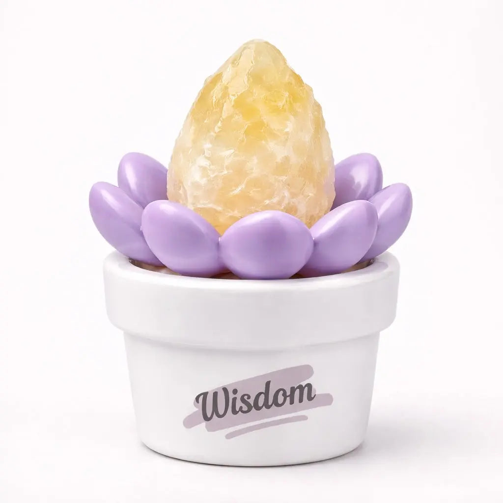 Crystal Lotus Wisdom Pot — Mini Crystal Desk Decor Shinepurity