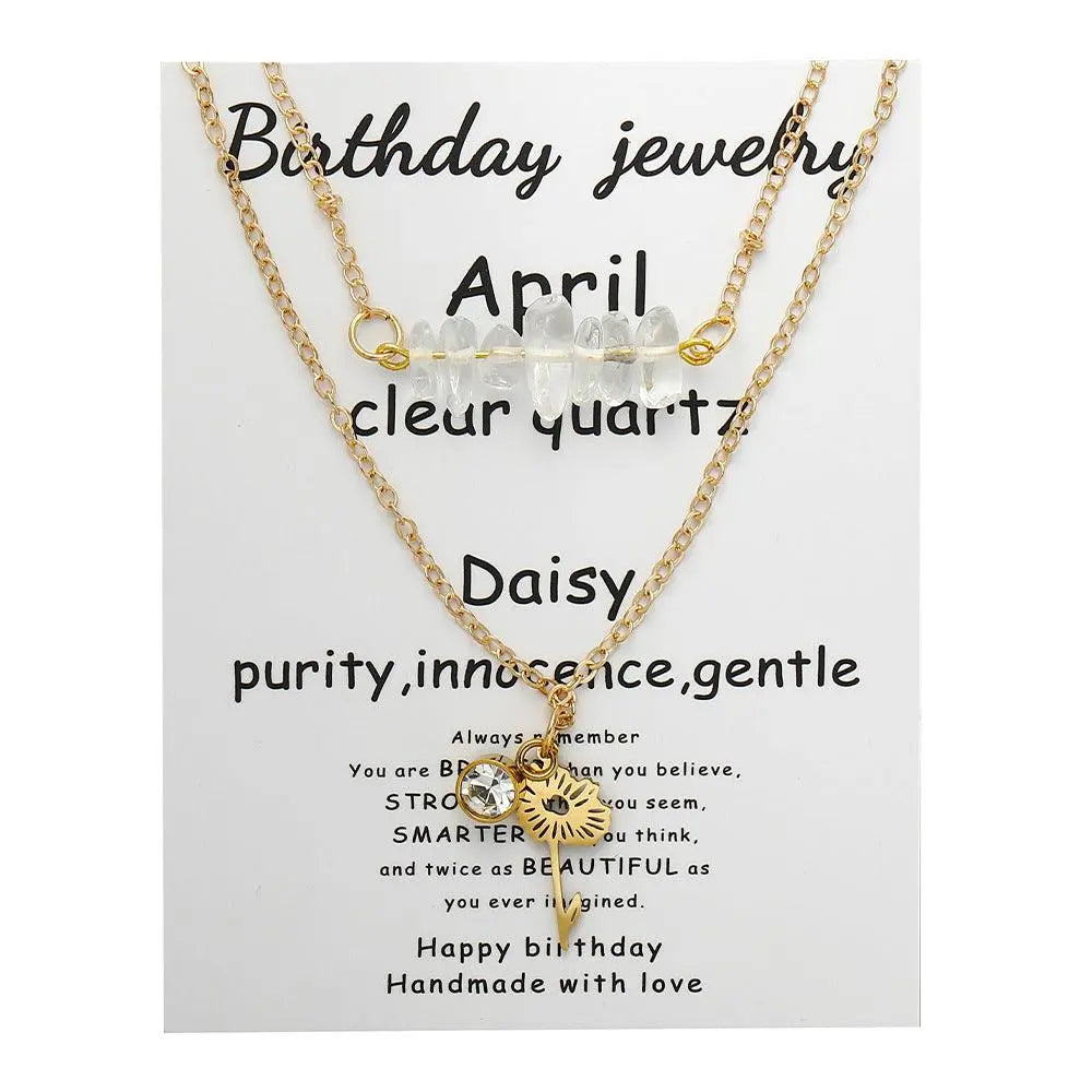 Birthstone Guardian Multi-Layered Crystal Necklace with Rosary Zirconia - Shinepurity