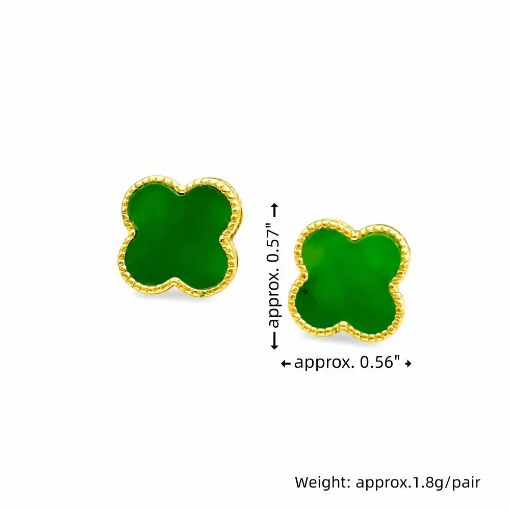 Handmade Luxury Green Jasper Flower Stud Earrings Shinepurity