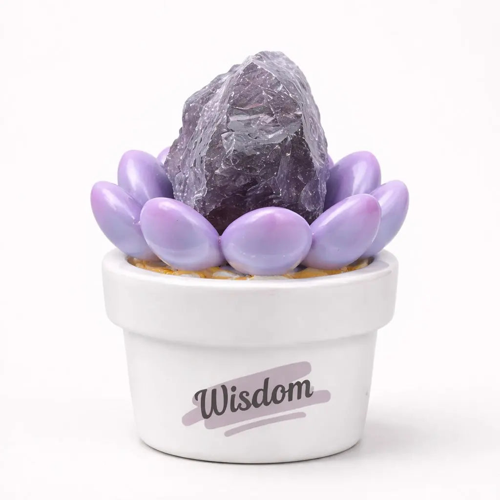 Crystal Lotus Wisdom Pot — Mini Crystal Desk Decor Shinepurity