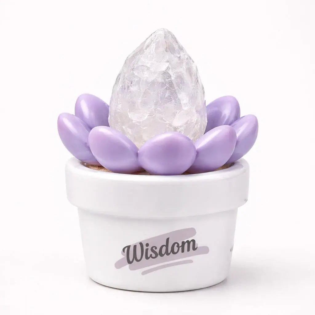 Crystal Lotus Wisdom Pot — Mini Crystal Desk Decor Shinepurity