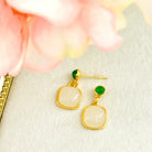 Handmade Minimalist Green Jasper & White Jade Stud Earrings Shinepurity