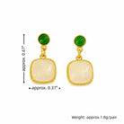 Handmade Minimalist Green Jasper & White Jade Stud Earrings Shinepurity