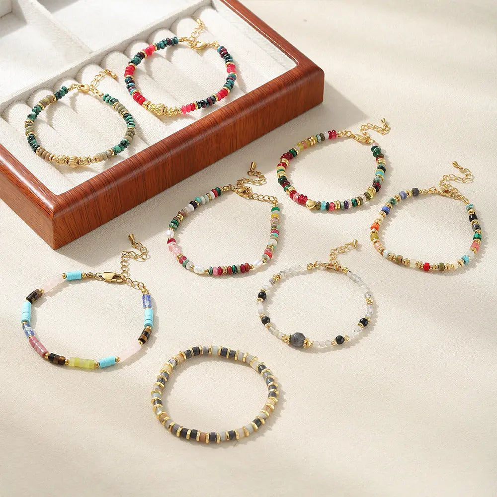 Dynamic Balance | Colorful Natural Stone Dopamine Bracelet - Indie Layered Design Shinepurity