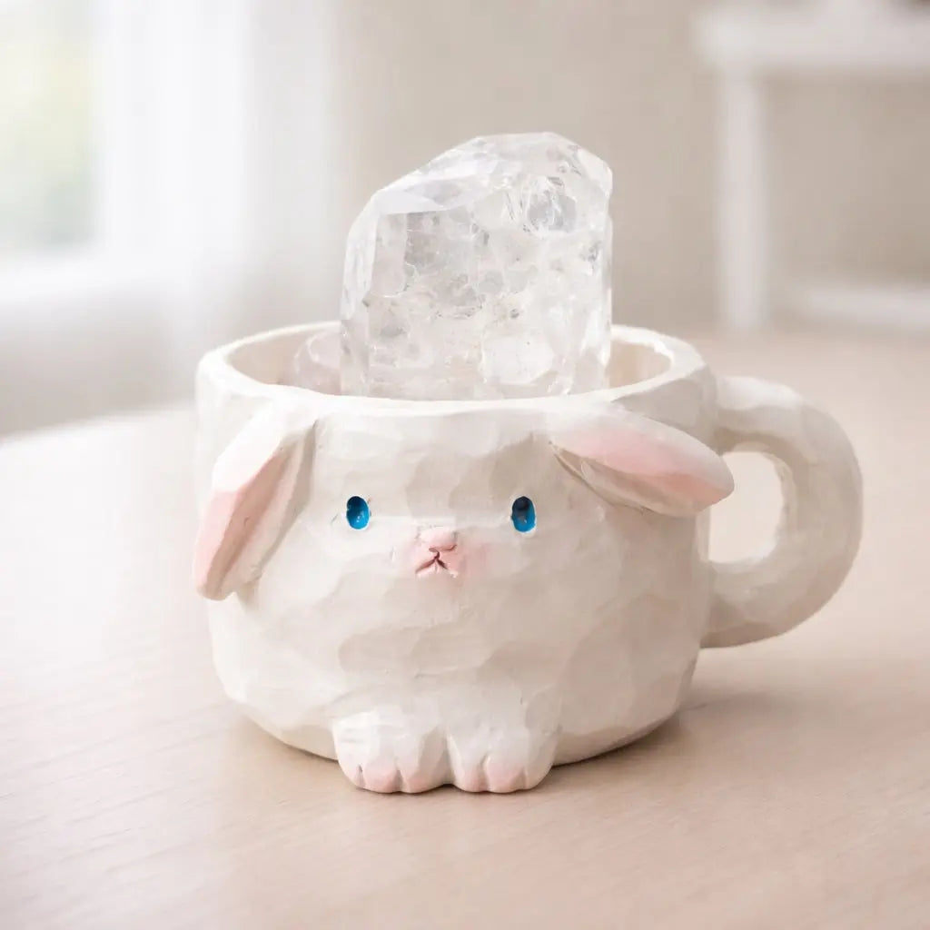 Crystal Bunny Cup Buddy — Mini Crystal Decor Shinepurity