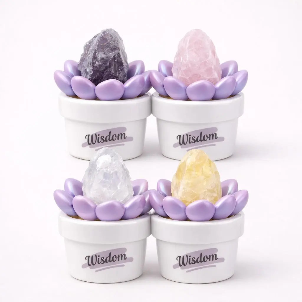 Crystal Lotus Wisdom Pot — Mini Crystal Desk Decor Shinepurity